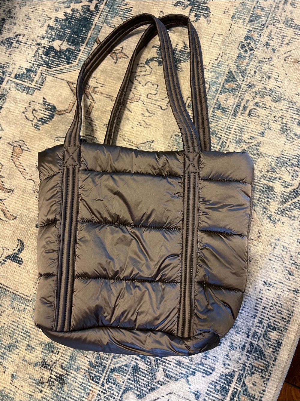 Lands End Gray puffy tote
